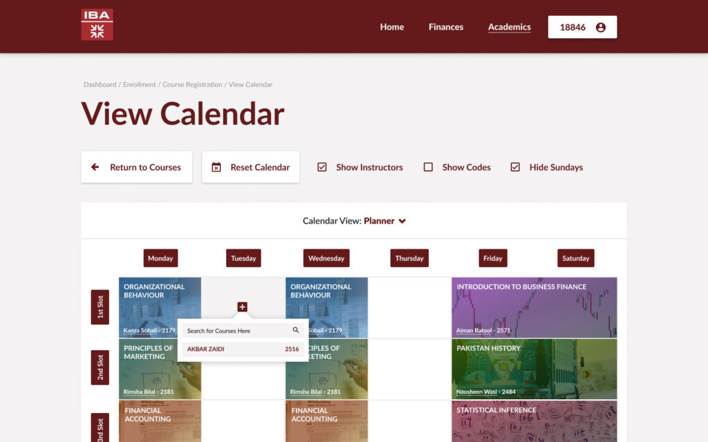 New post-enrollment weekly schedule 