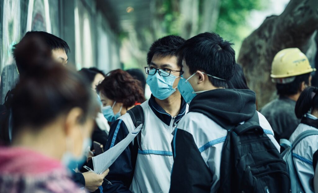 students wearing face masks