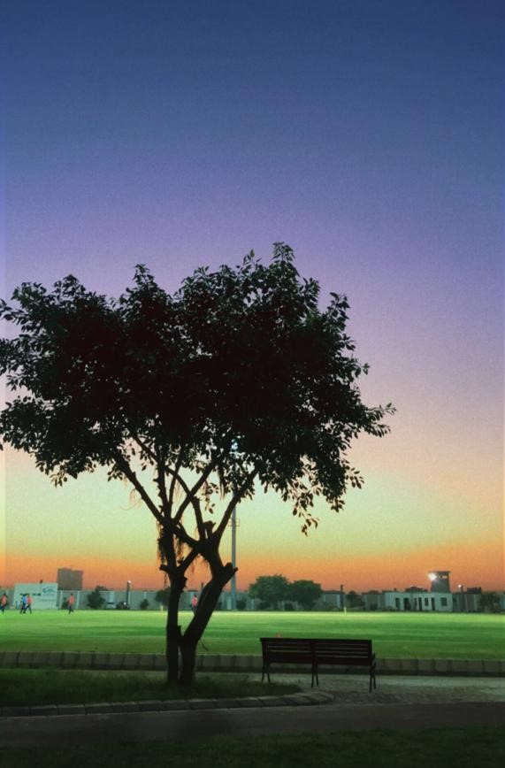 sunset at cricket ground : day coming to an end
