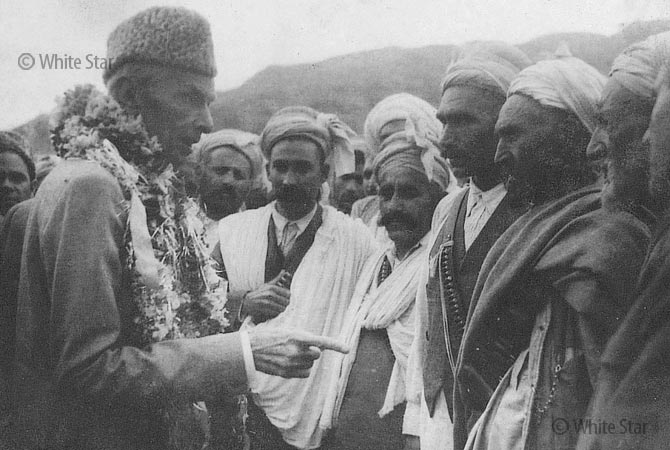 Quaid-i-Azam Muhammad Ali Jinnah meeting people who share the same goal of independence.